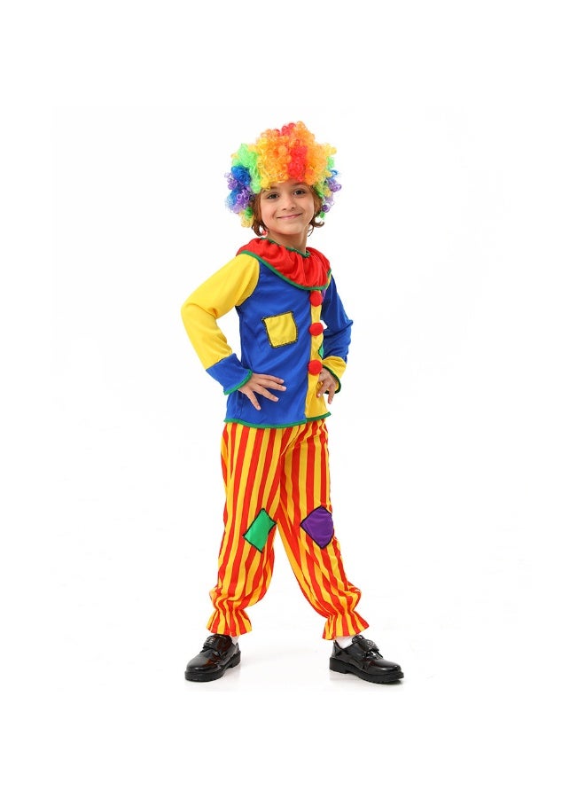Lito Angels Circus Clown Costume Dress with Rainbow Wig for Boys and Girls Size 5-11 Years - Image 1