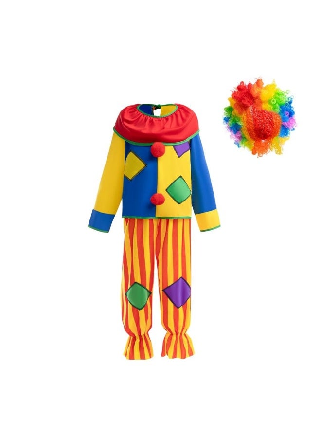 Lito Angels Circus Clown Costume Dress with Rainbow Wig for Boys and Girls Size 5-11 Years - Image 2