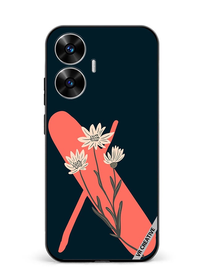 VR CREATIVE Protective Case Cover For Realme C55 Alphabet X Design Multicolour - Image 1