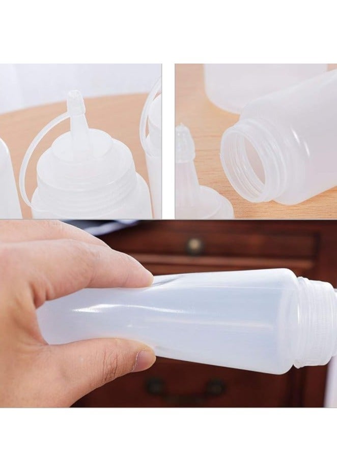 Spaceshoop Squeeze Bottles, Plastic Condiment Bottles with Attachable Cap Lid Squirting Bottle for Sauces Condiments Ketchup Mustard Oil Jam, Transparent - Image 3