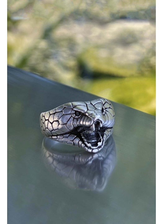 Cobra Snake Head Model Adjustable Silver Plated Ring