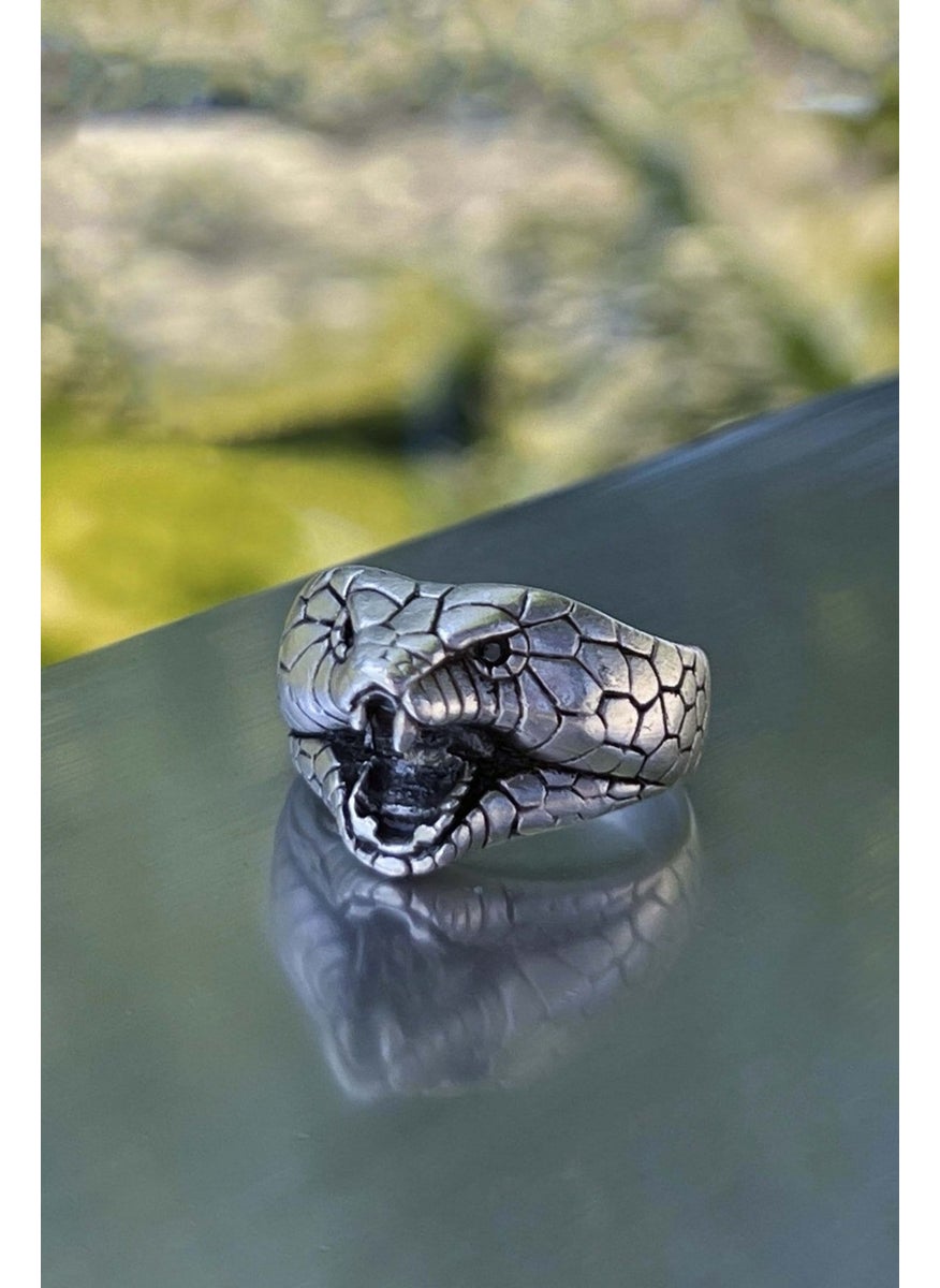 Cobra Snake Head Model Adjustable Silver Plated Ring