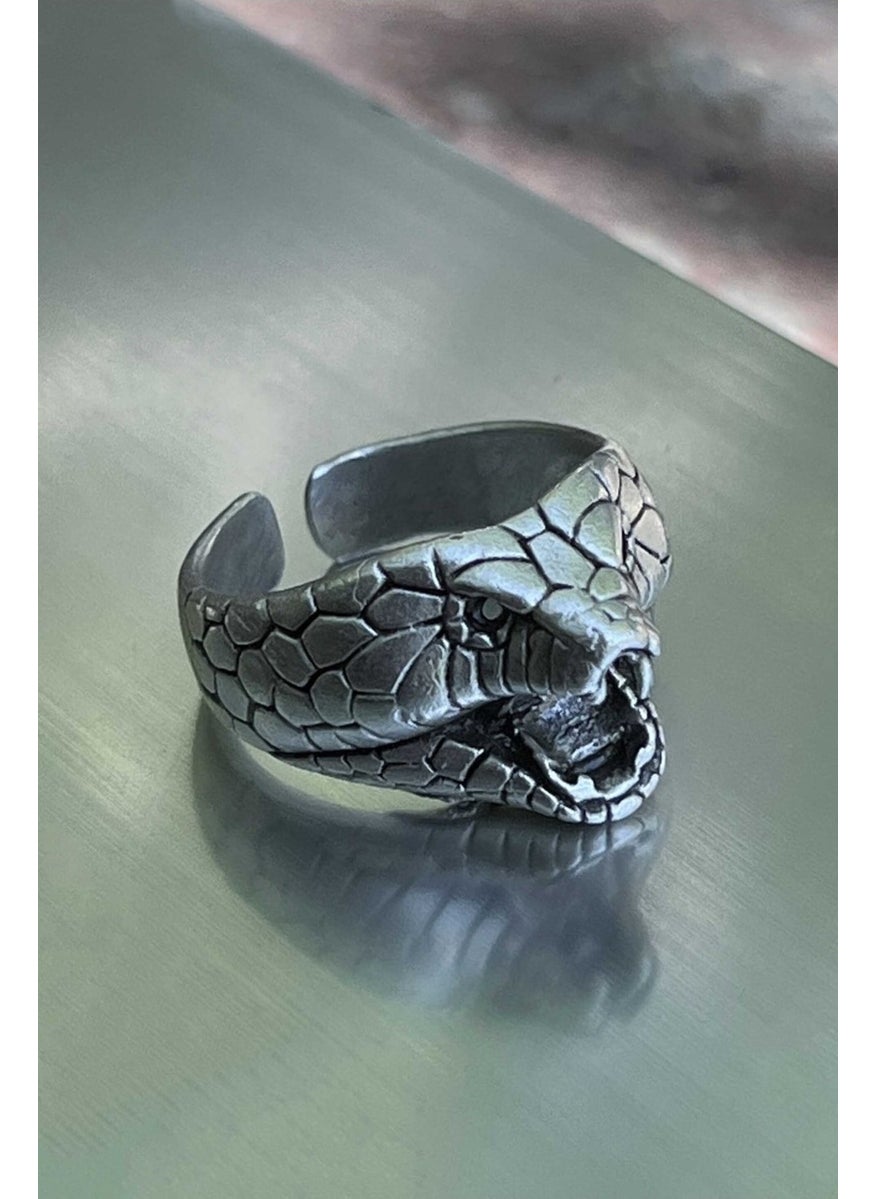Cobra Snake Head Model Adjustable Silver Plated Ring