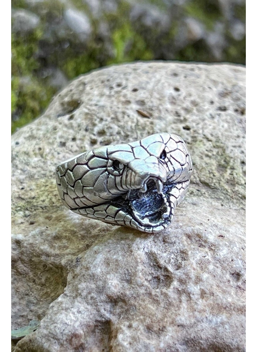 Cobra Snake Head Model Adjustable Silver Plated Ring