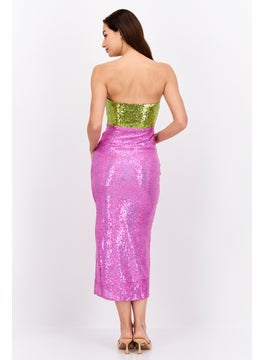 Collective The Label Women Sequins Strapless Midi Dress, Pink  - Image 4