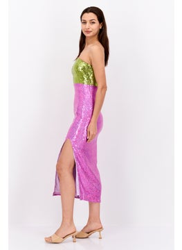 Collective The Label Women Sequins Strapless Midi Dress, Pink  - Image 3