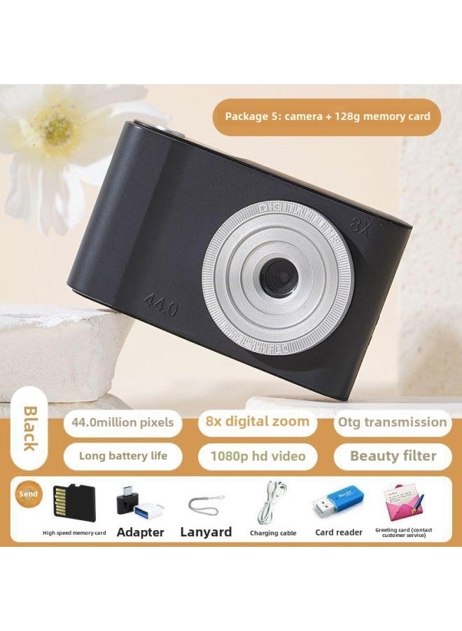Generic Retro Self-timer Ccd HD Double-camera Student Party Entry-level Cute High-value Girl Travel Portable-Body Color:K3 Black*[front And Rear Camera + Photo Transfer + Music Listening]-128g* High-speed Memory Card (can Take About 50,000 Photos)  - Image 1