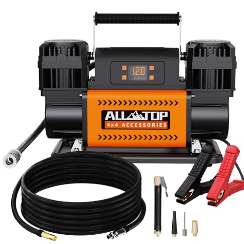 ALL-TOP ضاغط هواء ALL-TOP 12V مع لوحة تحكم LCD لضبط ضغط الهواء المستهدف، 150PSI 12.35CFM مضخة هواء للرحلات (أسطوانة مزدوجة) - Image 1