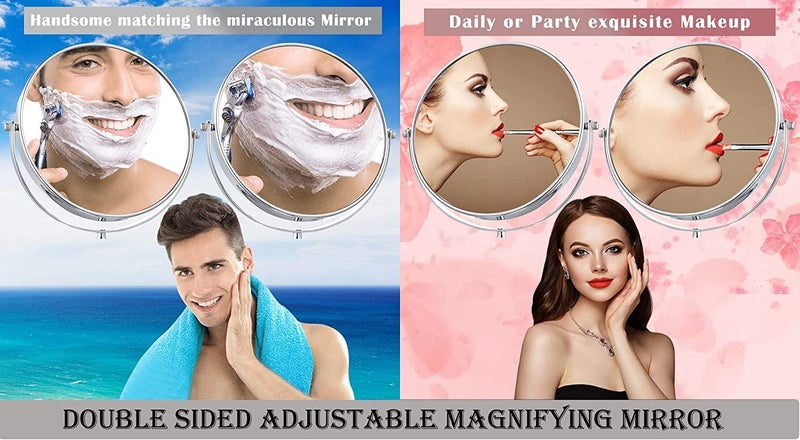 S SMITEX Smitex 360 Rotating Double Sided Tabletop Vanity Makeup Mirror Desktop Freestanding Cosmetic Shaving Mirror with 5X Magnification for Home Travel Framed Oval - Image 4
