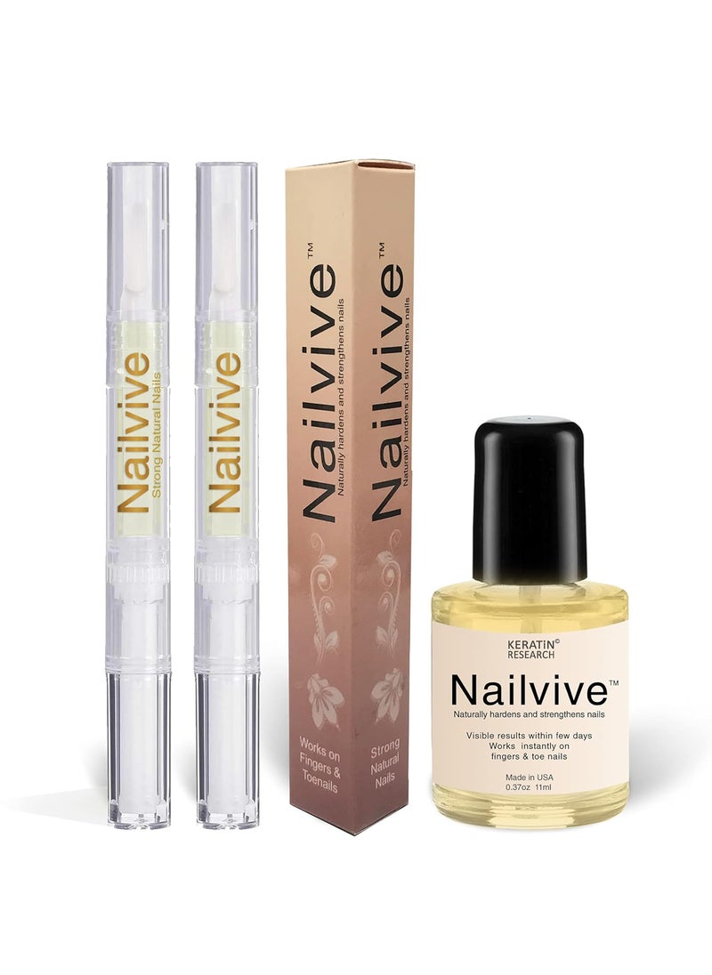 KERATIN RESEARCH NAILVIVE Nail Serum Powerful Natural Keratin Nail Treatment Silk Proteins Proven Natural Formula Strengthening Hardening nails Instantly Prevents Splits Chips Peels Cracks on Your Nails Bonus Pack 