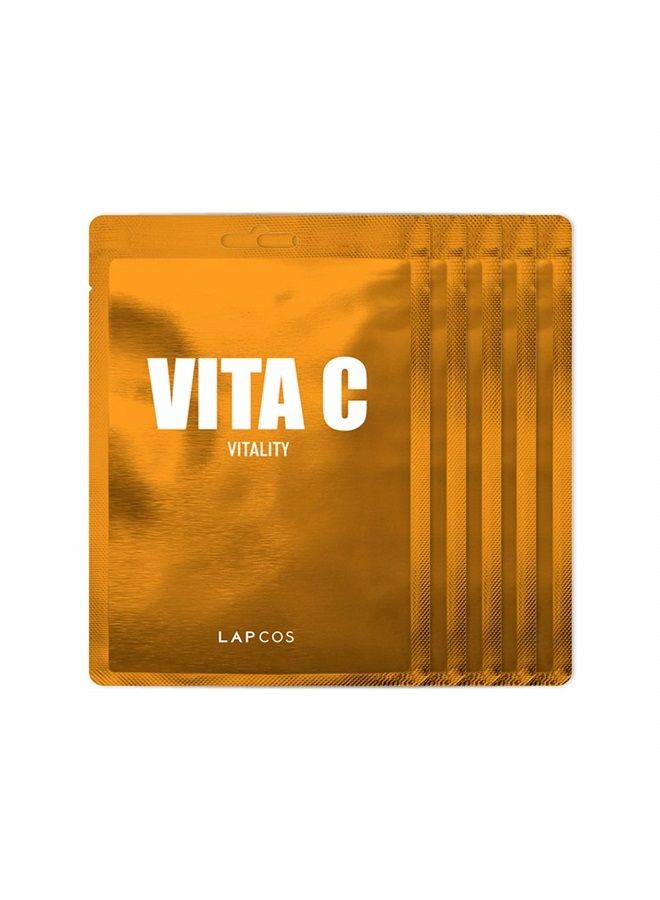 LAPCOS Vita C Sheet Mask, Daily Face Mask with Vitamin C to Brighten and Renew Skin, Korean Beauty Favorite, 5-Pack - Image 1