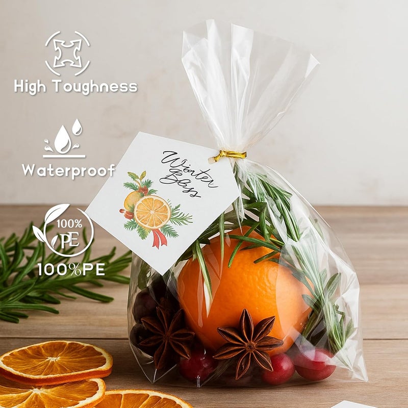 WIKDAY 100 PCS Clear Cellophane Bags with Twist Ties - 6x10 Inches Plastic Treat Party Favor Candy Bags - Image 2