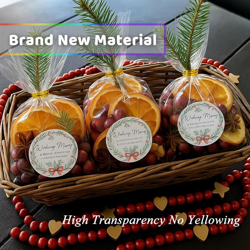WIKDAY 100 PCS Clear Cellophane Bags with Twist Ties - 6x10 Inches Plastic Treat Party Favor Candy Bags - Image 3