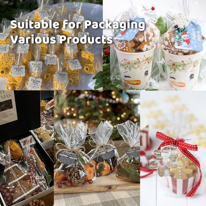 WIKDAY 100 PCS Clear Cellophane Bags with Twist Ties - 6x10 Inches Plastic Treat Party Favor Candy Bags - Image 4