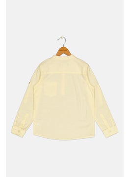 Ocean Pacific Kids Boy Solid Long Sleeve Casual Shirt, Yellow  - Image 2