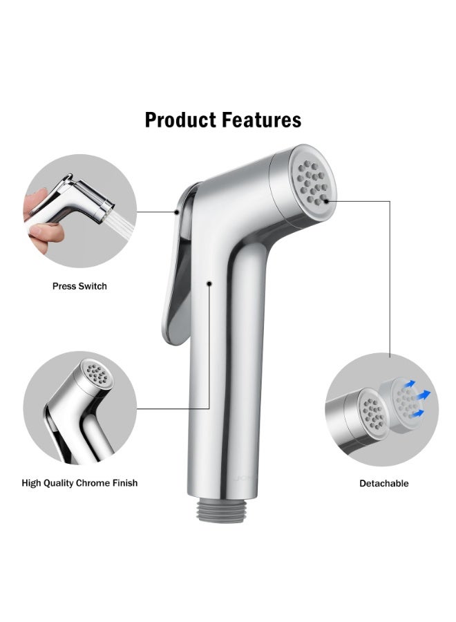 عربست طقم شطاف (رشاش بيديه) للمرحاض، مزود بخرطوم من الفولاذ المقاوم للصدأ بطول 47 بوصة، رشاش حمام يدوي يُثبّت على الحائط مخصص للنظافة الشخصية - طلاء كروم - Image 3