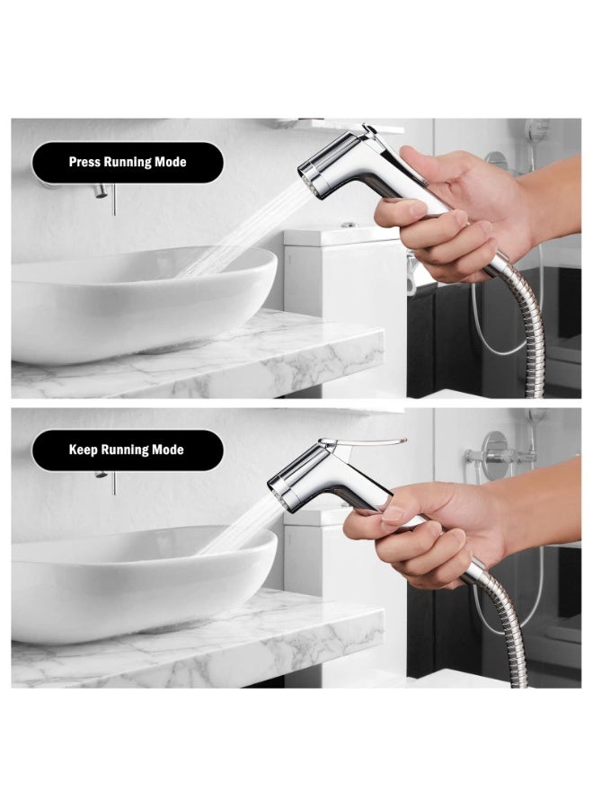 عربست طقم شطاف (رشاش بيديه) للمرحاض، مزود بخرطوم من الفولاذ المقاوم للصدأ بطول 47 بوصة، رشاش حمام يدوي يُثبّت على الحائط مخصص للنظافة الشخصية - طلاء كروم - Image 2