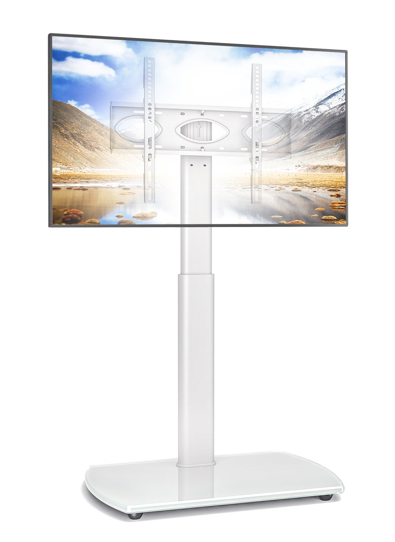 Hamood - Best Seller Popular and Fashion Design Home TV Floor Stand 32 TO 65 Inch with Contemporary Elegant Pure White Glass Base,Loading Capacity 35kg - Image 1