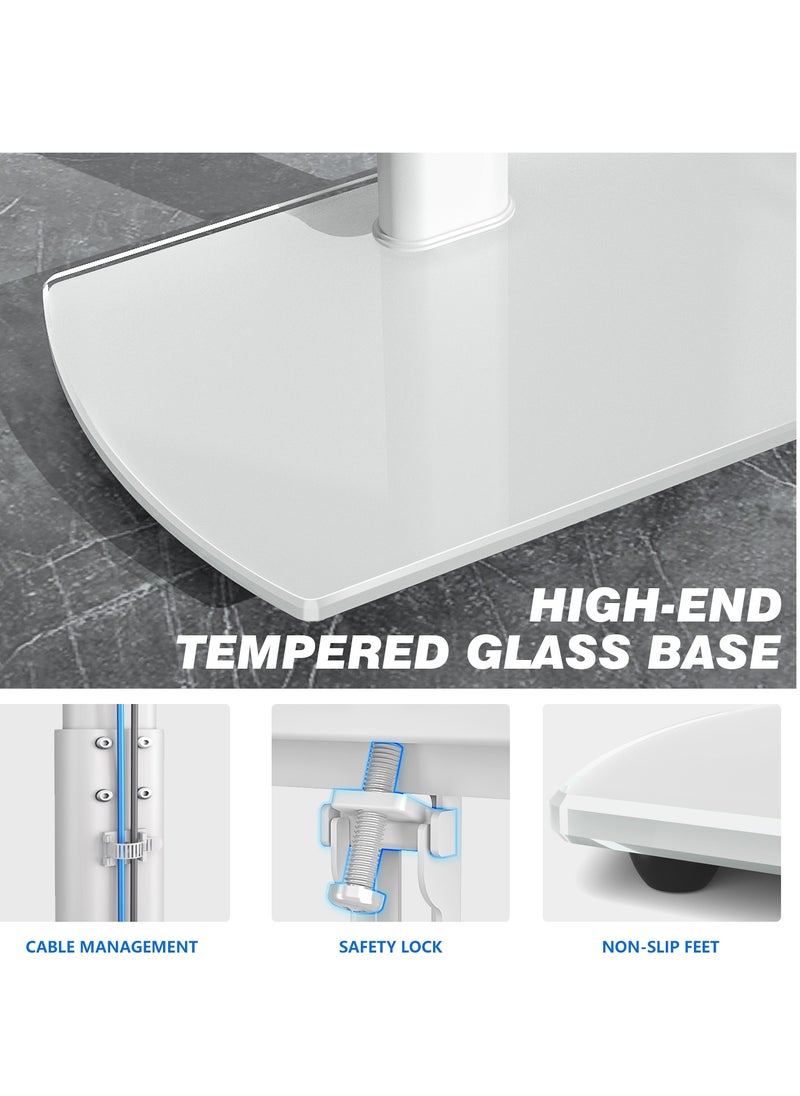 Hamood - Best Seller Popular and Fashion Design Home TV Floor Stand 32 TO 65 Inch with Contemporary Elegant Pure White Glass Base,Loading Capacity 35kg - Image 1