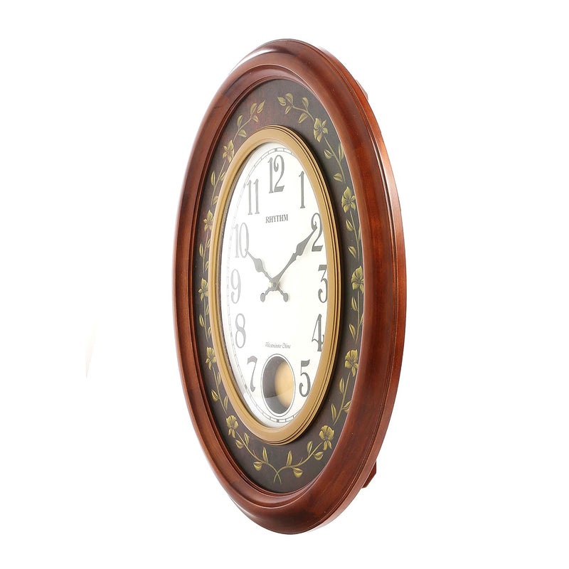 Rhythm RHYTHM Wood Abstract SIP Pendulum Clock Brown 488 x 60 x 8 cm  - Image 4