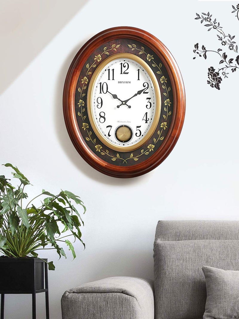 Rhythm RHYTHM Wood Abstract SIP Pendulum Clock Brown 488 x 60 x 8 cm  - Image 1