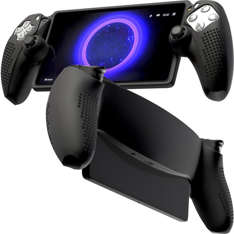 ROME TECH for PS5 Portal Silicone Protective Cover, Soft PS5 Skin Case for PlayStation Portal 2023 Remote Player, Silicone Case Anti-Slip Accessories Skin - Black - Image 1