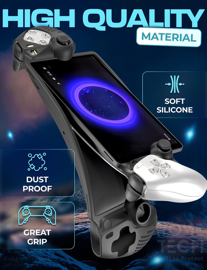 ROME TECH for PS5 Portal Silicone Protective Cover, Soft PS5 Skin Case for PlayStation Portal 2023 Remote Player, Silicone Case Anti-Slip Accessories Skin - Black - Image 3