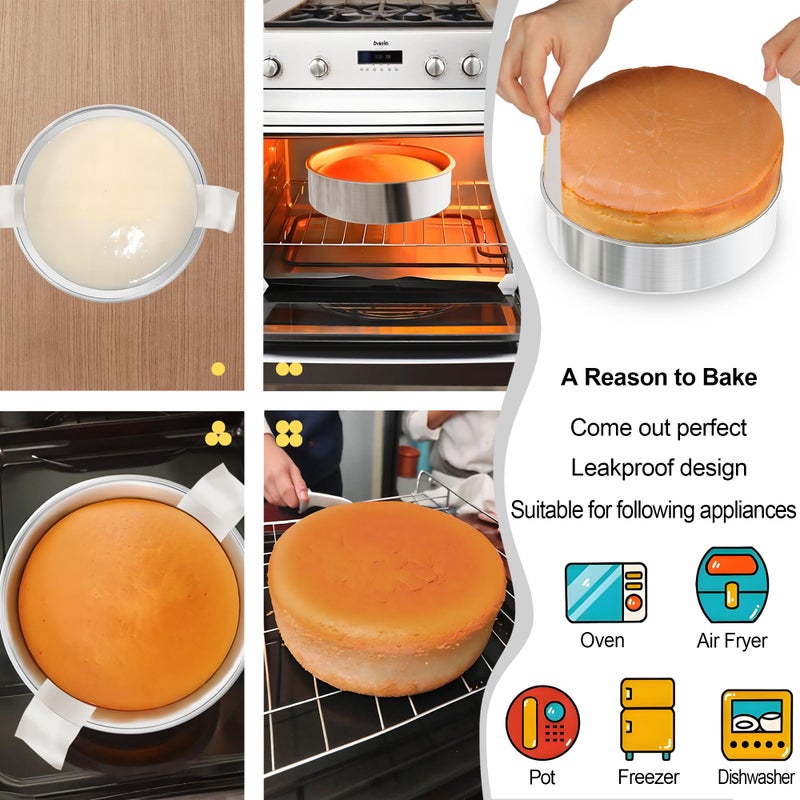 AWTBDP 8 Inch Cake Pan Set of 3, Nonstick Stainless Steel Round Layer Cake Baking Pans with 100PCS Parchment Papers, Cake Tins for Birthday Christmas, Healthy & Non-Toxic, Easy Clean & Dishwasher Safe - Image 3