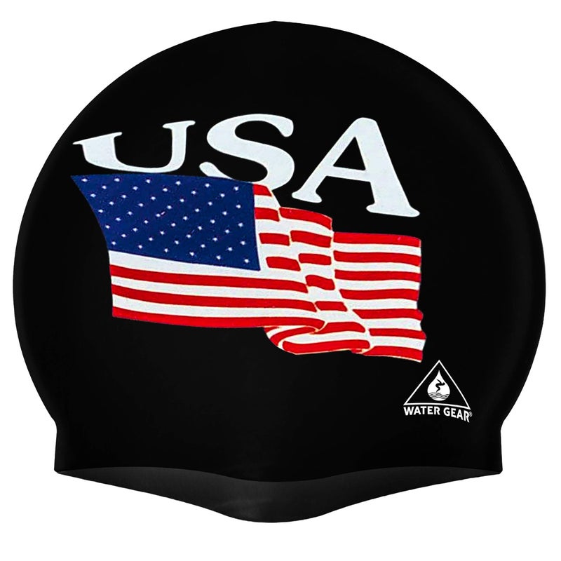 Water Gear Latex Swim Cap- USA Black Swimming Caps - Keeps Hair Dry and Secure - Comfortable and Great Fit - Shave Time Off Your Lap - Image 1