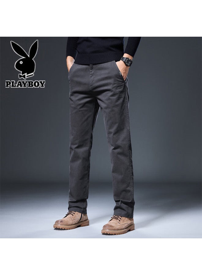 Playboy High-end Men's Casual Pants Autumn Winter New Loose Straight Elastic Fashion Trendy Versatile Business Trousers For Men - Image 1