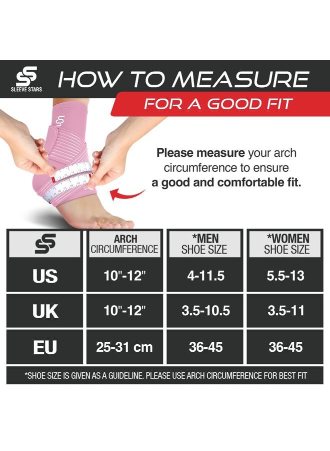 SS SLEEVE STARS Sleeve Stars Ankle Brace for Sprained Ankle, Plantar Fasciitis Relief Ankle Support for Women, Ankle Compression Sleeve w/ Strap (Pair/Baby Pink)  - Image 5