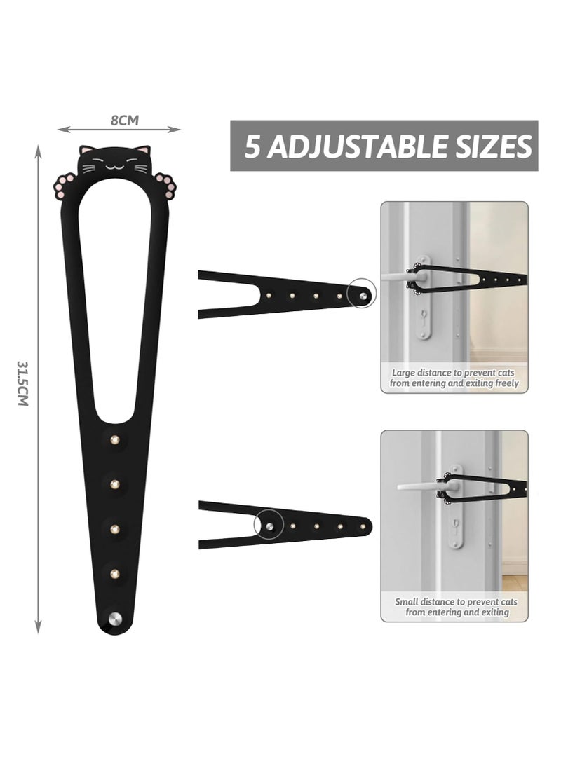 SRLIWHITE 2 Pack Adjustable Cat Door Latch & Stopper, 5-Position Door Strap for Keeping Dogs, Babies Away from Cat Litter Boxes, Food, Quick Release, Fits 14-28 cm (Black & White)  - Image 3