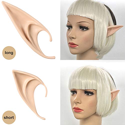 FRESHME Fairy Pixie Elf Ears - Short and Long Style Cosplay Pointed Silicone Ears Halloween Costume Renaissance Accessories Vampire Ears Christmas Dress Up Makeup Party Fairycore Accessories - Image 5