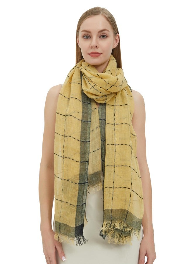 PANTONIGHT Lady's Fashion Lightweight Wool Scarf for Women Plaid Large Shawl for Party Scarf Dress Shawl (3016 YELLOW) - Image 3
