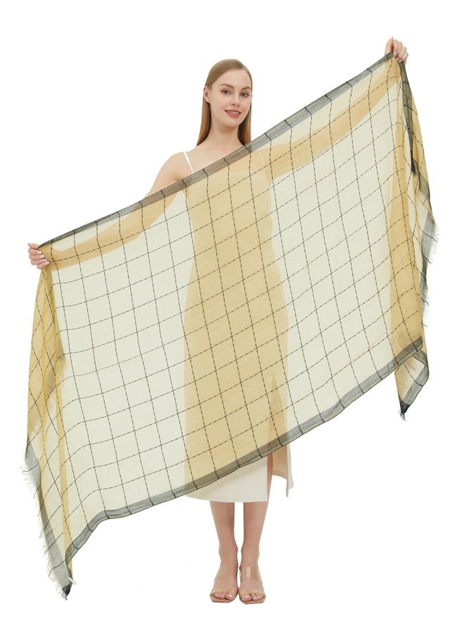 PANTONIGHT Lady's Fashion Lightweight Wool Scarf for Women Plaid Large Shawl for Party Scarf Dress Shawl (3016 YELLOW) - Image 4