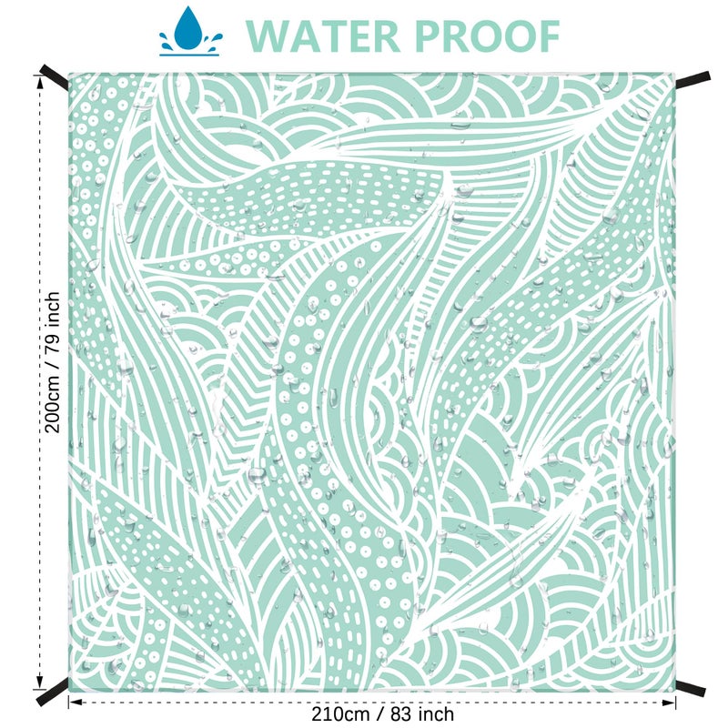 HIHOHO Beach Blanket Waterproof Sandproof Beach Mat for 1-8 Adults Quick Drying Durable Outdoor Picnic Mat for Beach Festival Travel Camping Hiking (LBL-Ripple, 79"Ã—83"(4 Person)) - Image 2