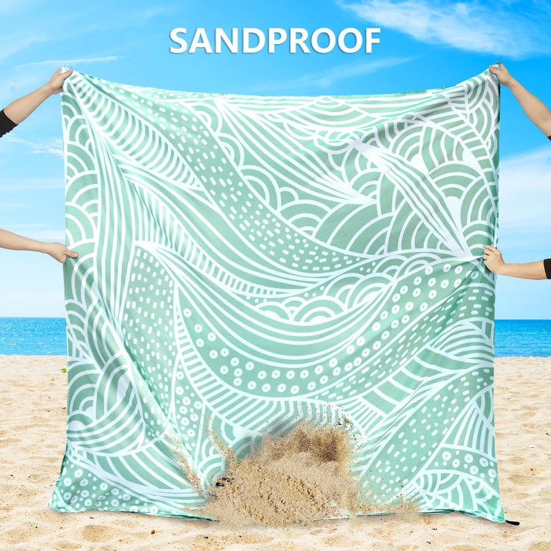 HIHOHO Beach Blanket Waterproof Sandproof Beach Mat for 1-8 Adults Quick Drying Durable Outdoor Picnic Mat for Beach Festival Travel Camping Hiking (LBL-Ripple, 79"Ã—83"(4 Person)) - Image 4