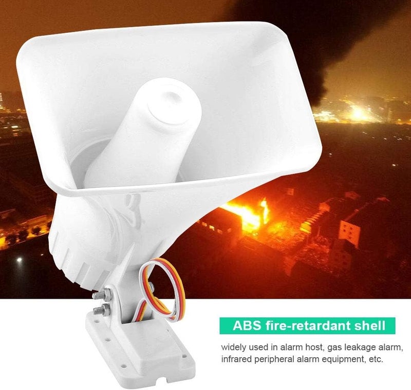woobles Electronic Alarm Siren Horn 150dB Indoor/Outdoor Security Siren DC 12V for Home Security System - White- - Image 3