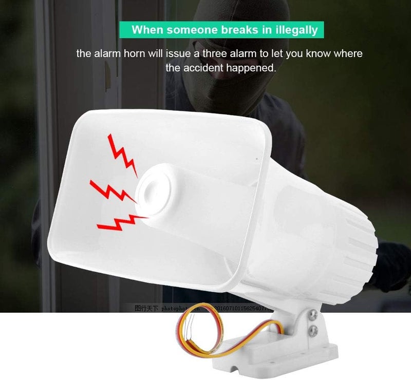 woobles Electronic Alarm Siren Horn 150dB Indoor/Outdoor Security Siren DC 12V for Home Security System - White- - Image 2