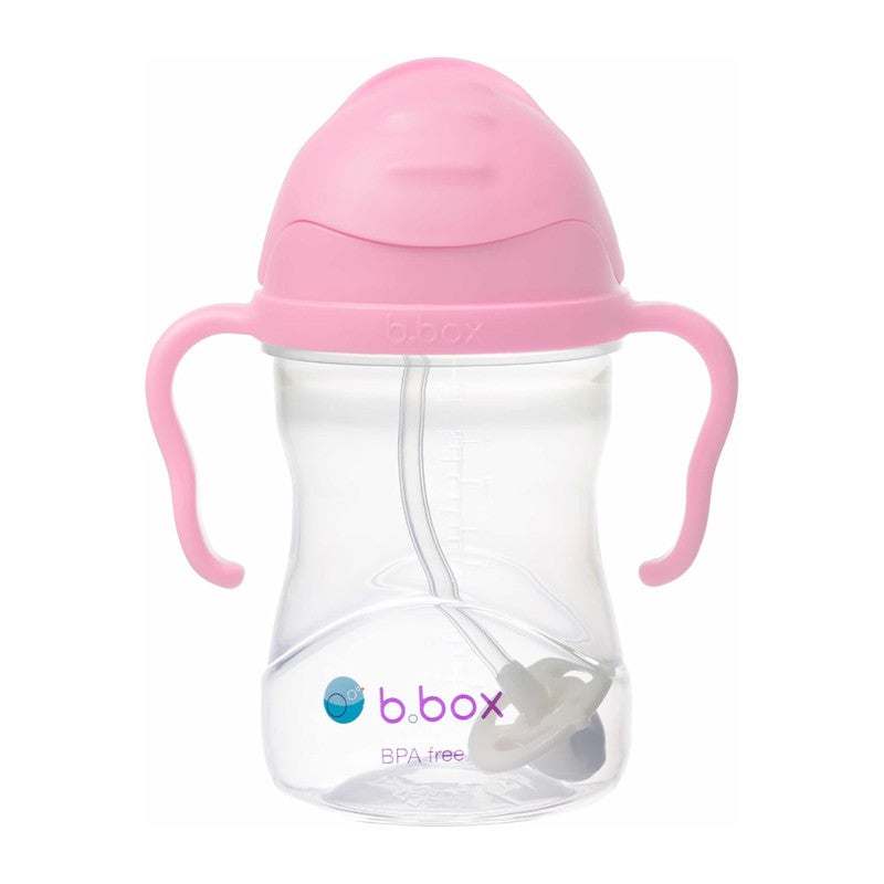 B.Box Leakproof Sippy Cup with Weighted Straw | 240ml (8.1 fl oz) | BPA Free | Easy Grip Handles | For Babies & Toddlers – Cherry Blossom - Image 1