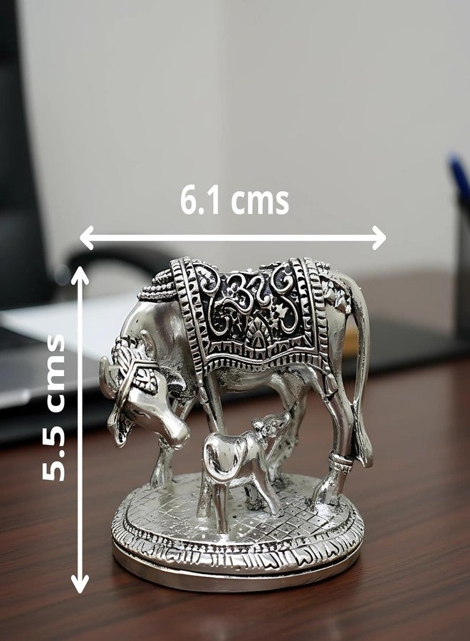 Dev Aastha 999 Pure Silver Plated Kamdhenu Cow with Calf Idol | Auspicious Vastu Home Decor for Pooja Room & Mandir | Symbol of Prosperity & Abundance | Religious Gift Showpiece - Image 2