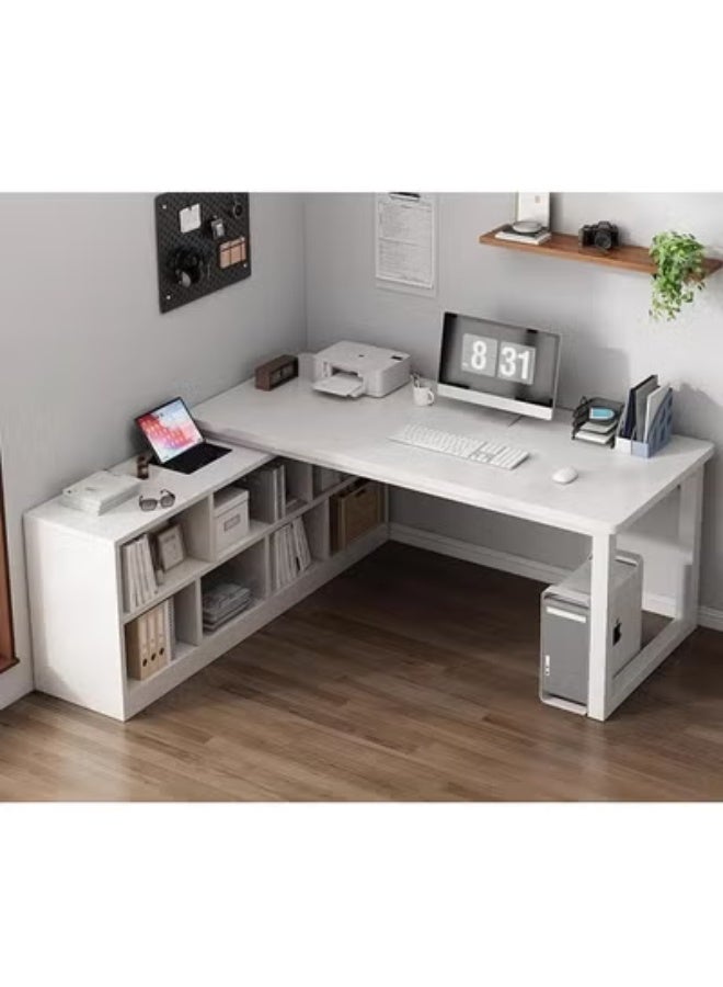 زي سي إم - هابي مكتب كمبيوتر عصري صغير الحجم مع رف تخزين ولوحة متينة باللون الأبيض 120*120*75 سم - Image 2