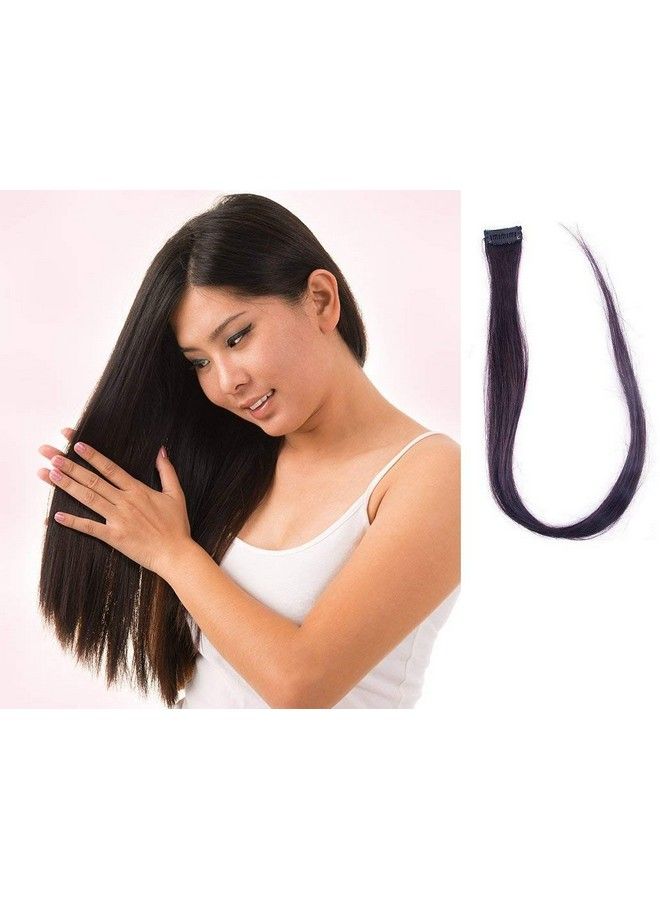 Glan Real Human Hair Streak 1 Clip Highlighter Hair Extensions Black Pack Of 1 - Image 4