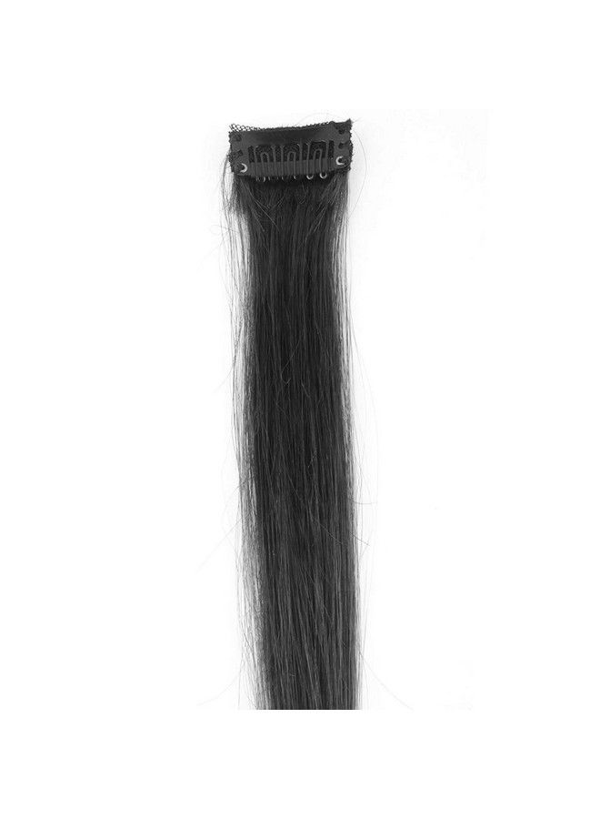 Glan Real Human Hair Streak 1 Clip Highlighter Hair Extensions Black Pack Of 1 - Image 2