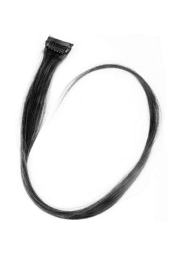 Glan Real Human Hair Streak 1 Clip Highlighter Hair Extensions Black Pack Of 1 - Image 3