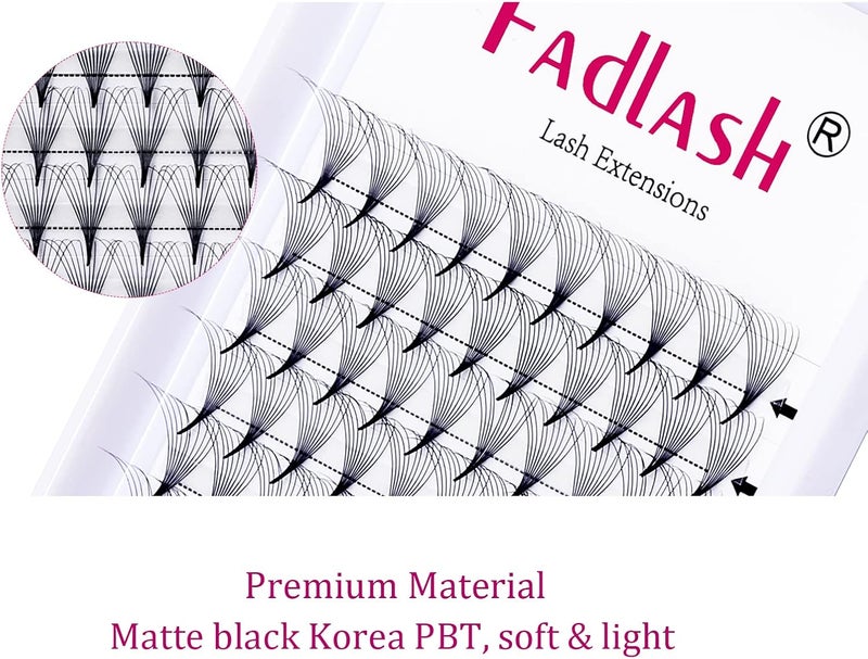 FADLASH Pre Made Eye Lash Extension Fans 10D Premade Volume Eyelash Extensions 0.07 Thickness D Curly Premade Lash Fans Pointed Base Middle Stem Eyelash Extension (10D-0.07D, 11-19mm) - Image 2