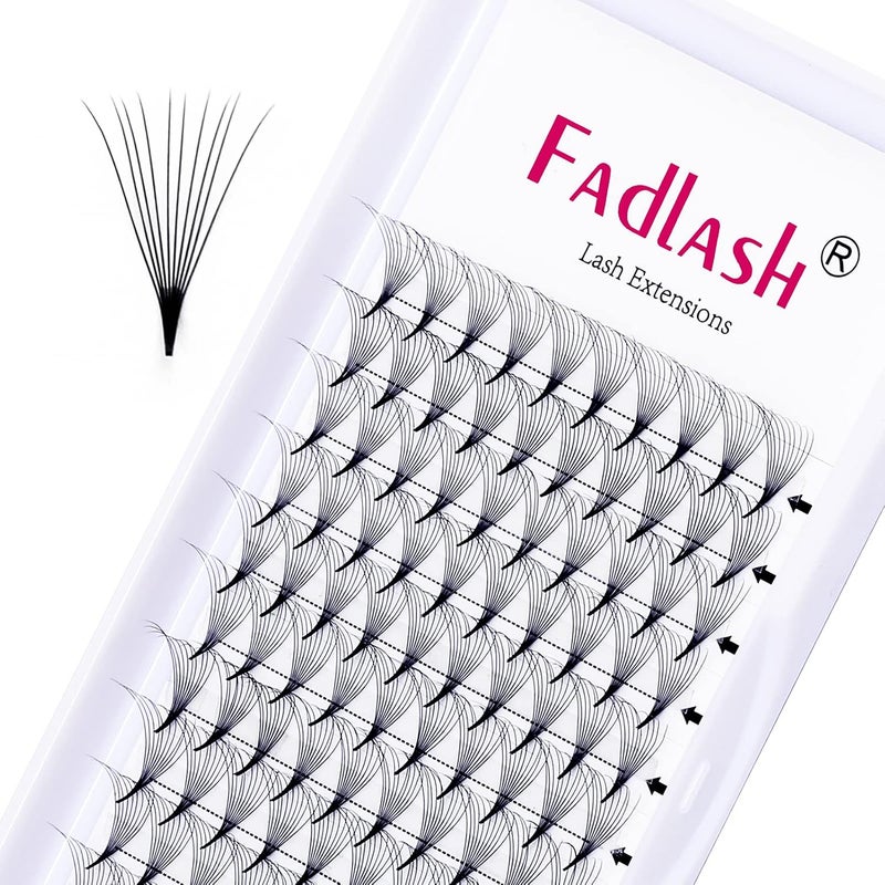 FADLASH Pre Made Eye Lash Extension Fans 10D Premade Volume Eyelash Extensions 0.07 Thickness D Curly Premade Lash Fans Pointed Base Middle Stem Eyelash Extension (10D-0.07D, 11-19mm) - Image 1