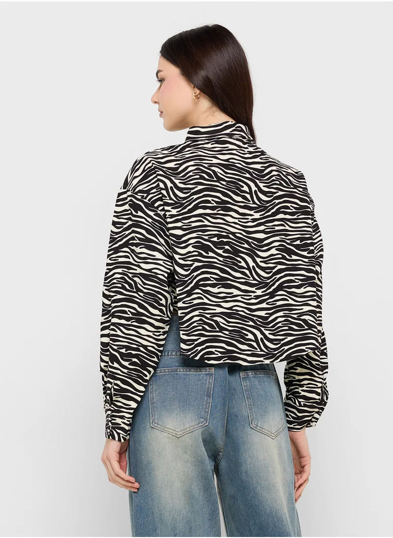 Ginger Zebra Print Cropped Jacket