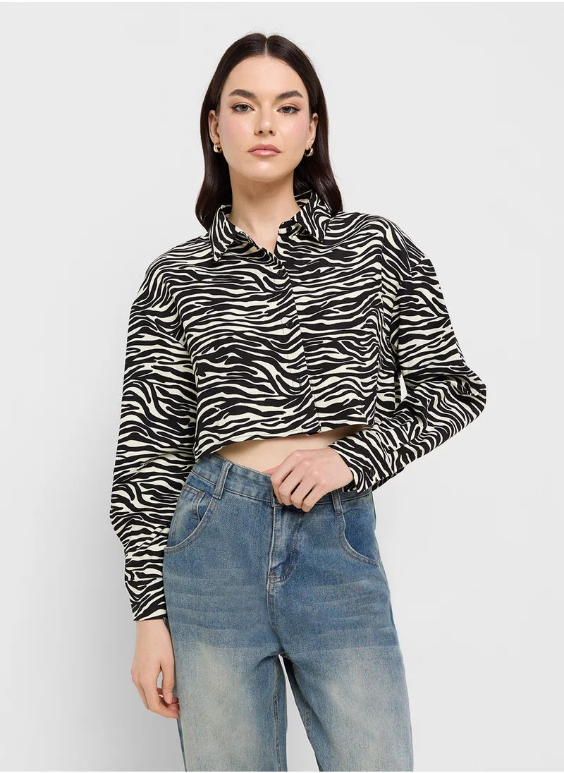 Ginger Zebra Print Cropped Jacket
