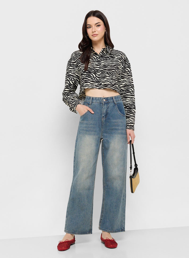Ginger Zebra Print Cropped Jacket  - Image 4